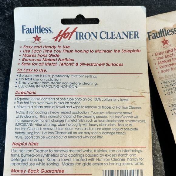 Faultless Hot Iron Cleaner Removes Melted Fusibles Make Iron Glide NEW 2 PK - Picture 5 of 6